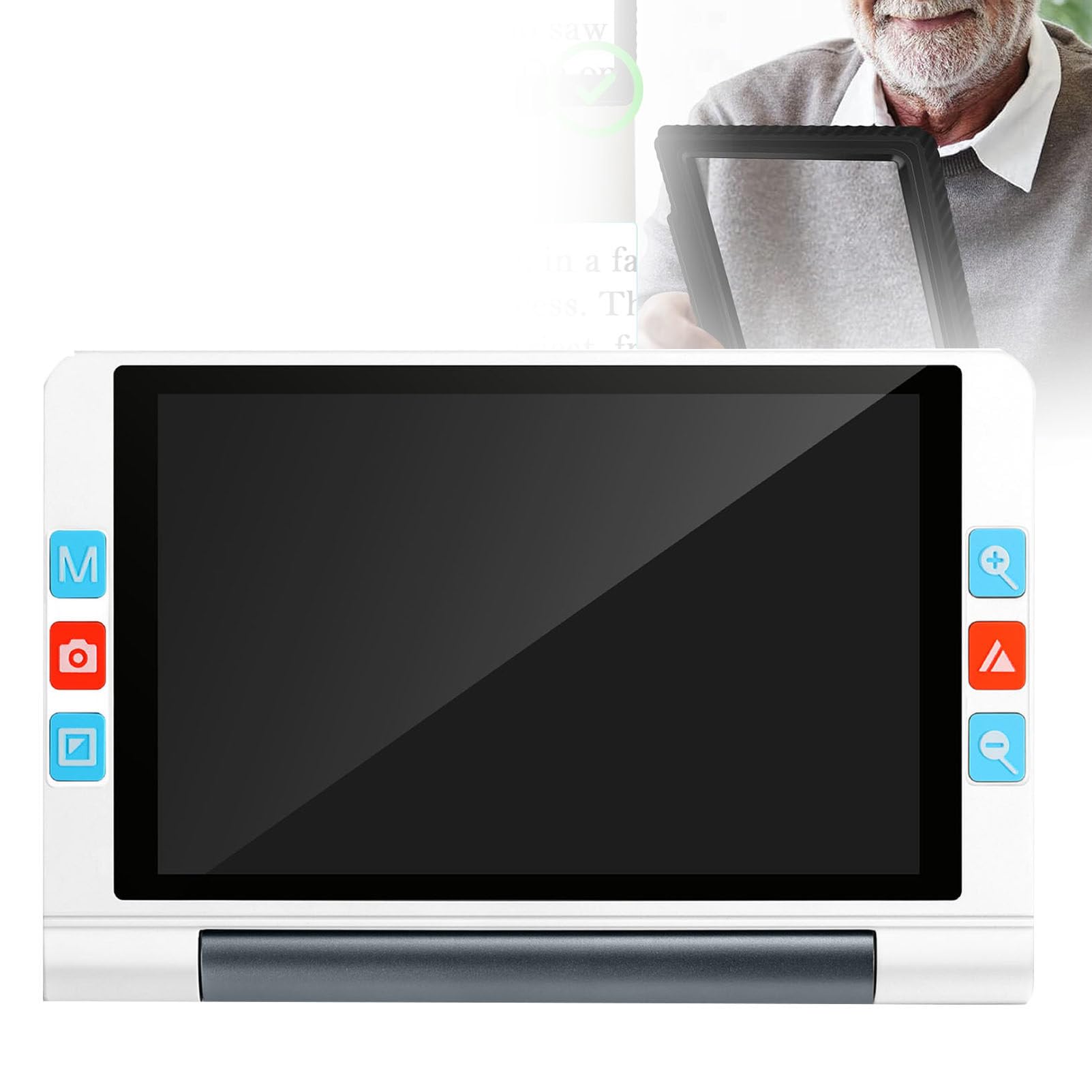 Lupa Digital portátil con Pantalla HD de 8 Pulgadas para Baja visión, niños, Personas Mayores Ayuda electrónica de Lectura de Mano Pantalla LCD Zoom múltiple de 2~20X (White)