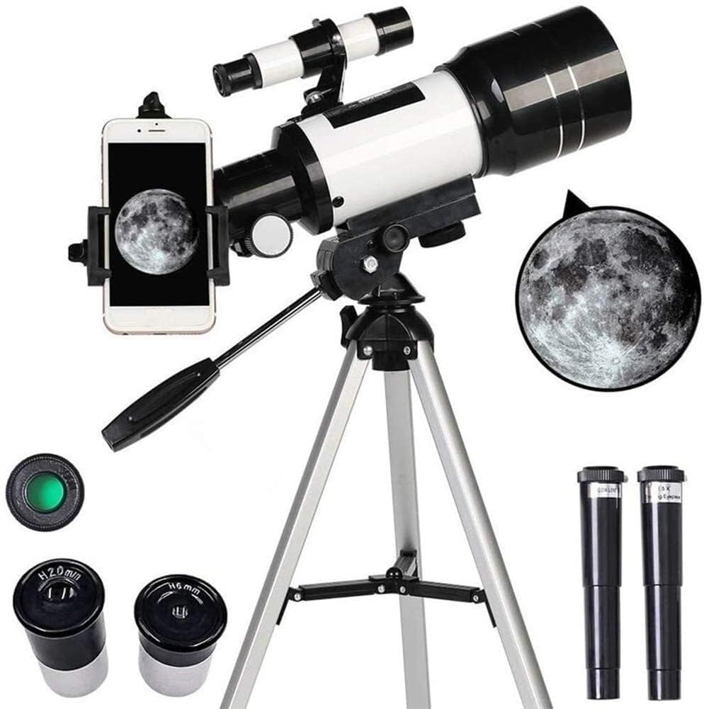 70mm Aperture 700mm Focal Length Refractor Telescope for Adults, Kids & Beginners, Smartphone Adapter, Full-Size Adjustable Tripod, Equatorial Mount, 70X Magnification, No-Tool Setup