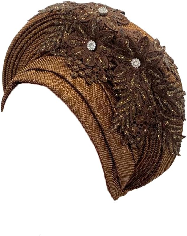 Women's Elegant Turban Cap African Nigeria Party Wedding Embroidery Lace Headwrap