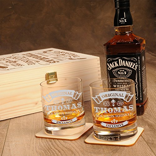 polar-effekt Whisky Geschenkset - 6-Teilig - Deutsche Herstellung - Jack Daniels No.7 Flasche - 2 Untersetzer - 2… – Bild 3