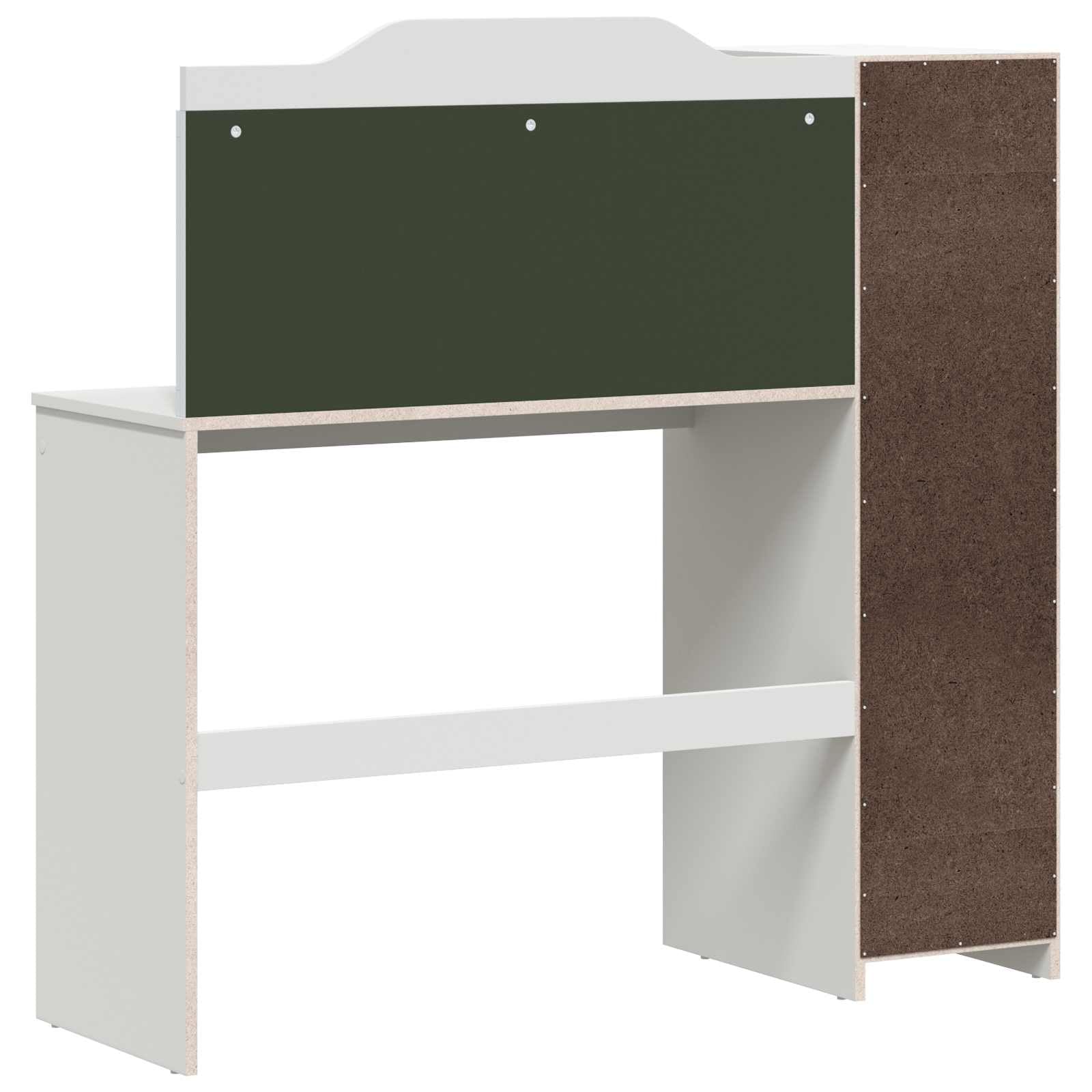ROROS - Scrivania con ripiano aperto e lavagnetta in legno, 120 x 45 x 118,5 cm, colore: Bianco
