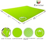 Tapis de coupe en plastique souple, tapis colorés avec des icônes alimentaires, sans BPA, non poreux, broyé dos et lave-vaisselle, ensemble de 4 (14,6x11,6pouces)