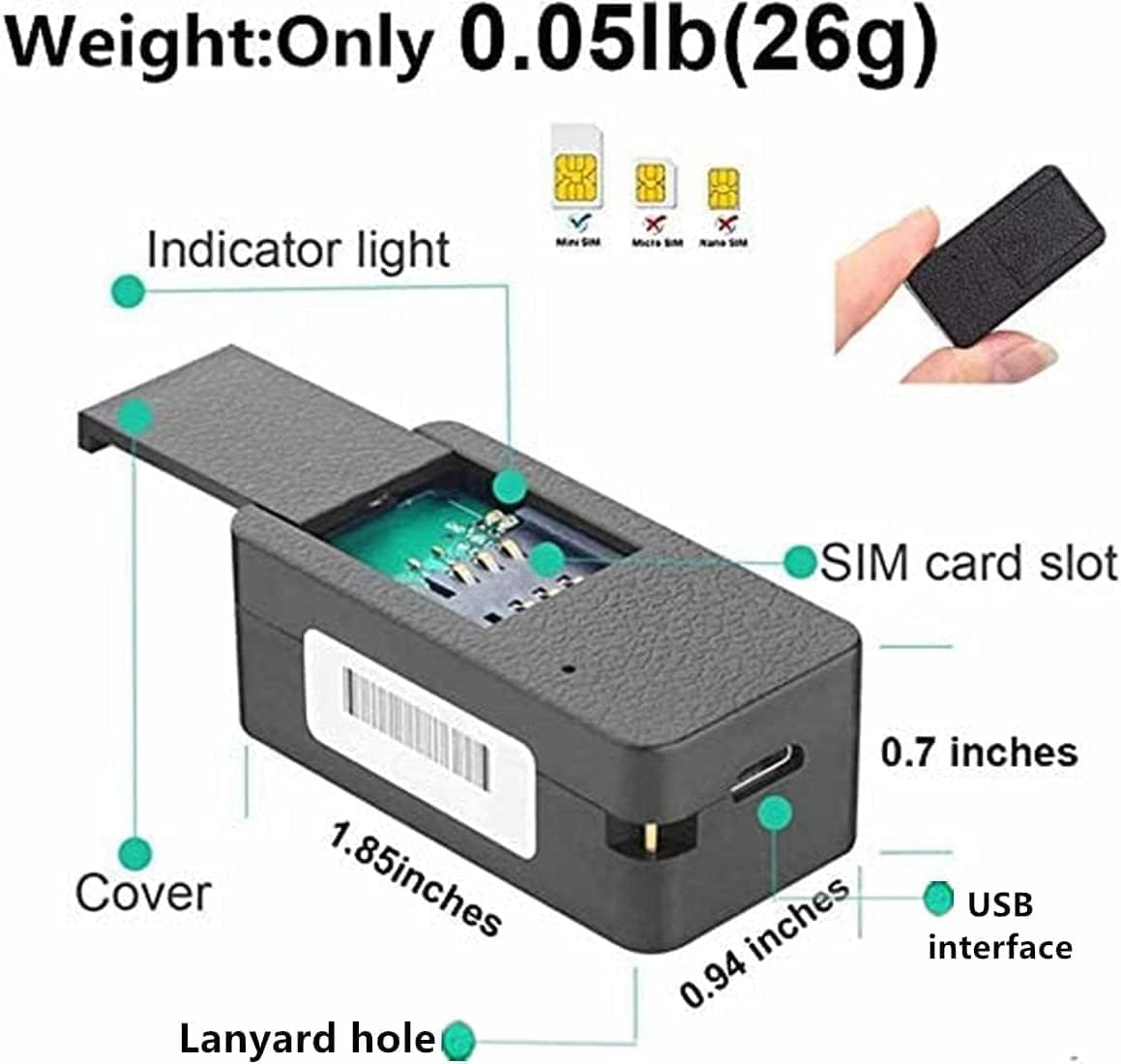 TKMARS Mini Localizador GPS para Coche, Rastreador GPS Alarma Moto, GPS Tracker Alarmas Múltiples Antirrobo Puede ser Utilizado en Coche,Anciano,Niños,Mascota,Impermeable,con Imán,Electric - Fence