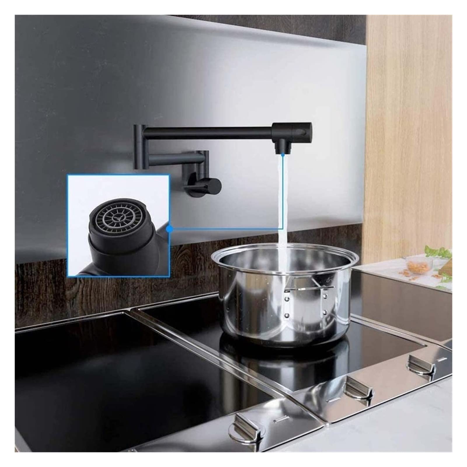 BULUXE Küchenarmatur Wandmontiert – Einziehbarer Wasserhahn Mit 360°-Drehdüse In Gebürstetem Nickel