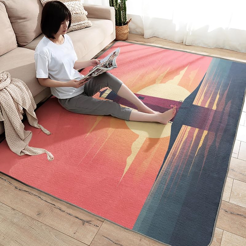 Miniatura 19 de Alfombras lavables para entrada, sala de estar, dormitorio, alfombra de faro y decoración del hogar, alfombra de área náutica de 2 x 3, Faro 03