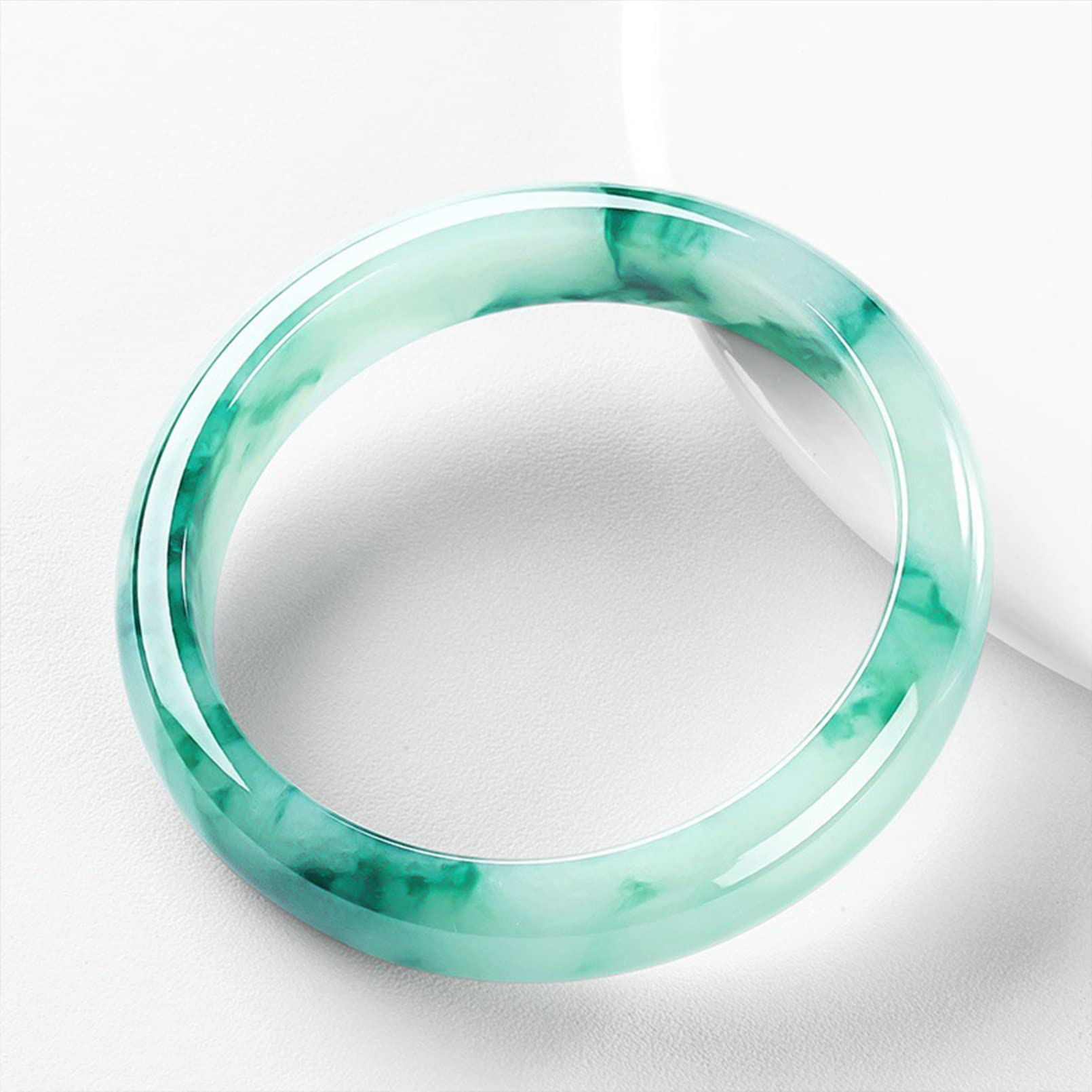 Bxsmnh Women's Green Natural Jade Bracelet Jade Full Jade Bangle, Genuine Bracelet,Birthday Gift For Mother,Represents Good Blessings,With Exquisite Packaging (Color : Size : 59Mm)