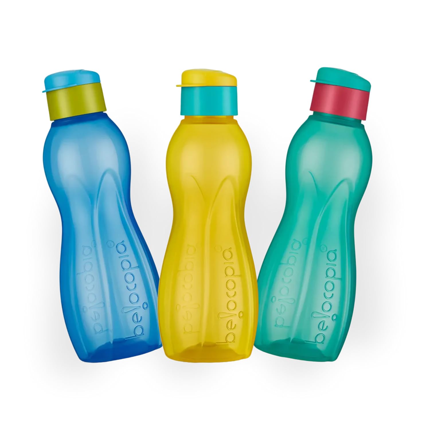 Belocopia - Hiero Premium Plastic Water Bottle Set with Flip Cap (Set of 3, 750 ml, Multicolor)