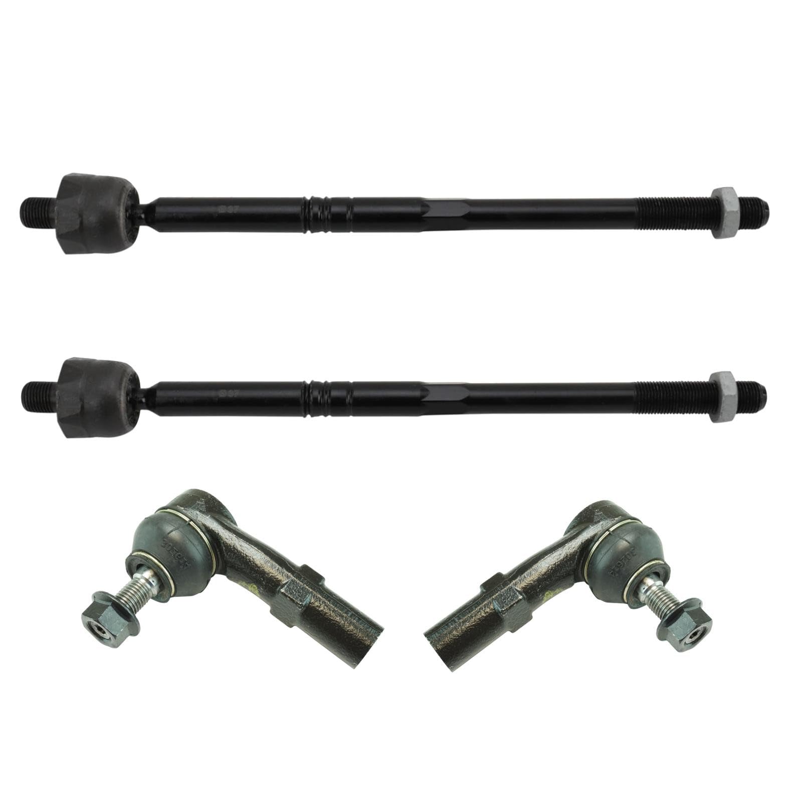 TRQ Inner and Outer Driver and Passenger Side Tie Rod Set 4 Piece Compatible with 19-22 Audi Q3 19-22 Volkswagen Arteon 12-19 Volkswagen Beetle 12-22