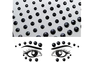 3 Sheets Eye Body Face Black Gems Jewels Rhinestone Stickers Acrylic Self...