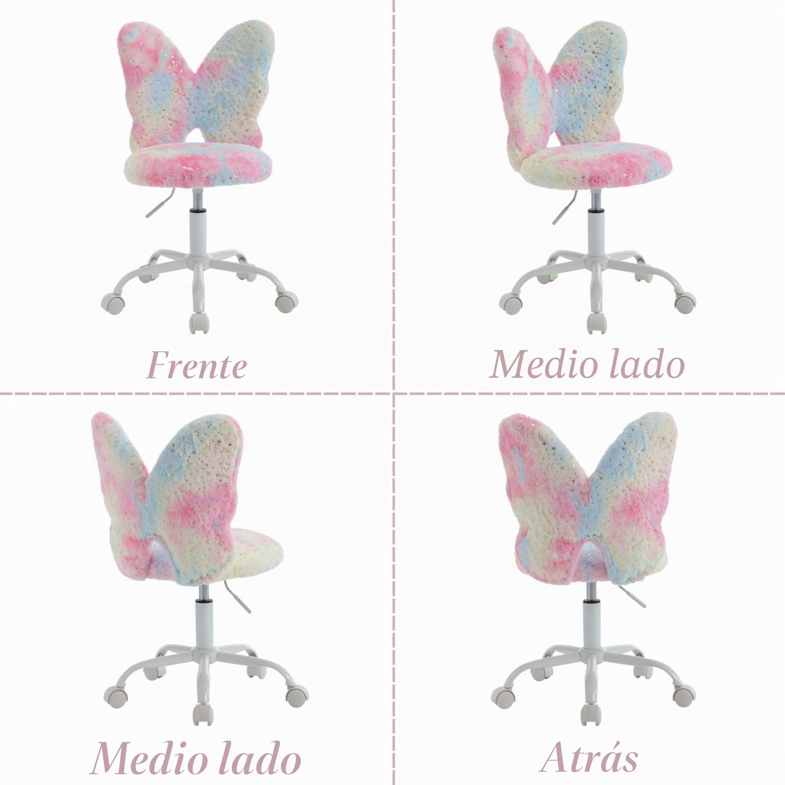 Ya-Home Silla Infantil de Escritorio Sillas Giratoria de Piel Sintética,Sillas Estudio con Respaldo Único Silla de Habitación Regulable para Niños/Juvenil,Rosa