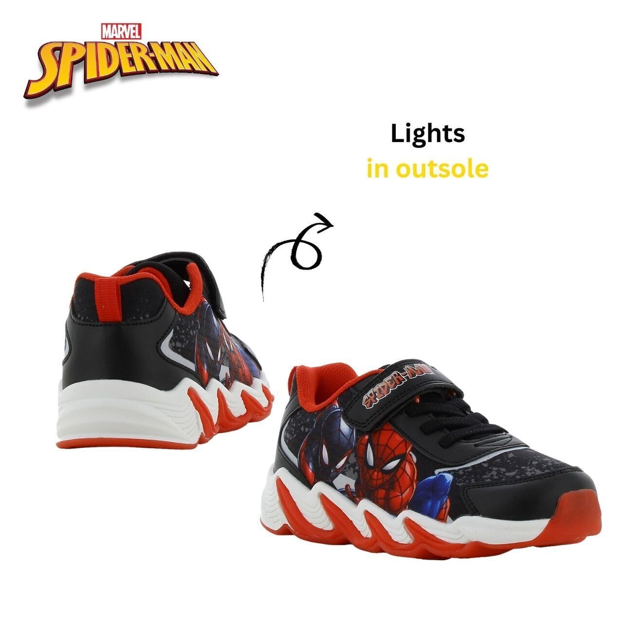 Leomil Spiderman Baskets Garçon Lumineuses Chaussure Enfant, Idéal pour l'école et Les Loisirs