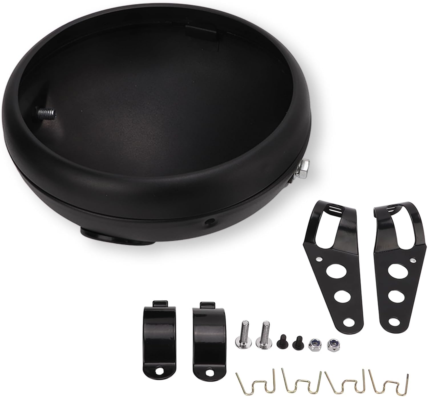 Keenso 7In Motorcycle Led Headlight Housing with Clips Side Mounted Bucket Mount for Sealed Beam Headlights Fits 38 51Mm for k Tubes-7 Inch