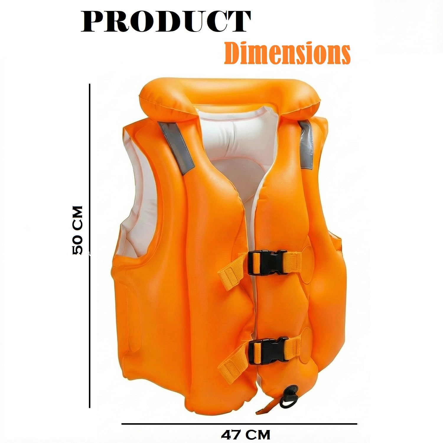 Enorme Swim Vest for Kids | Adjustable Inflatable Floating Jacket | Swimming Aid for Children | Durable PVC Life Vest with Double Buckle & Neck Support | Ideal for Pool & Beach Use - (Pack of - 1)