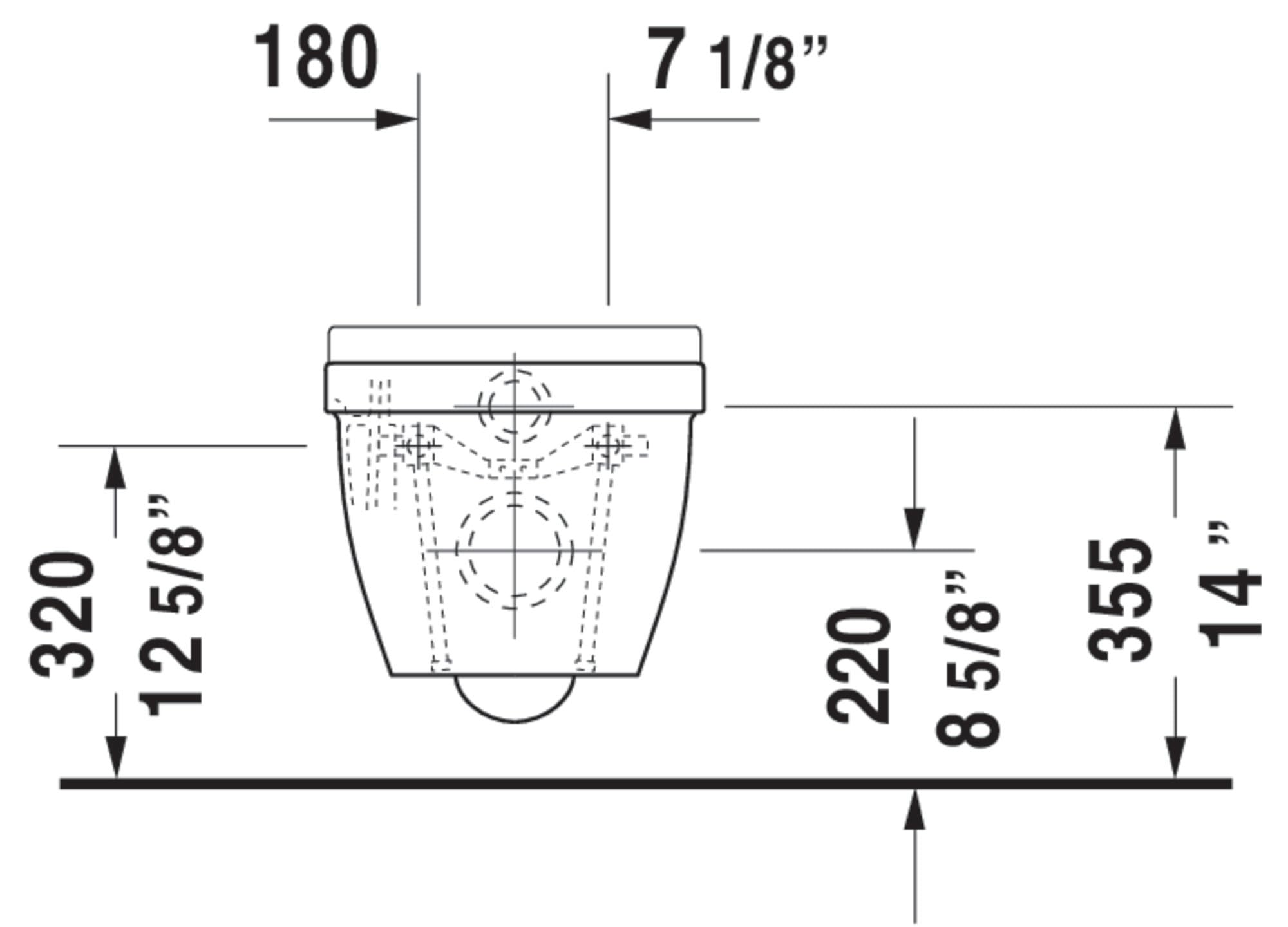 Toilet wall-mounted Starck 3 Compact white washdown Durafix incl