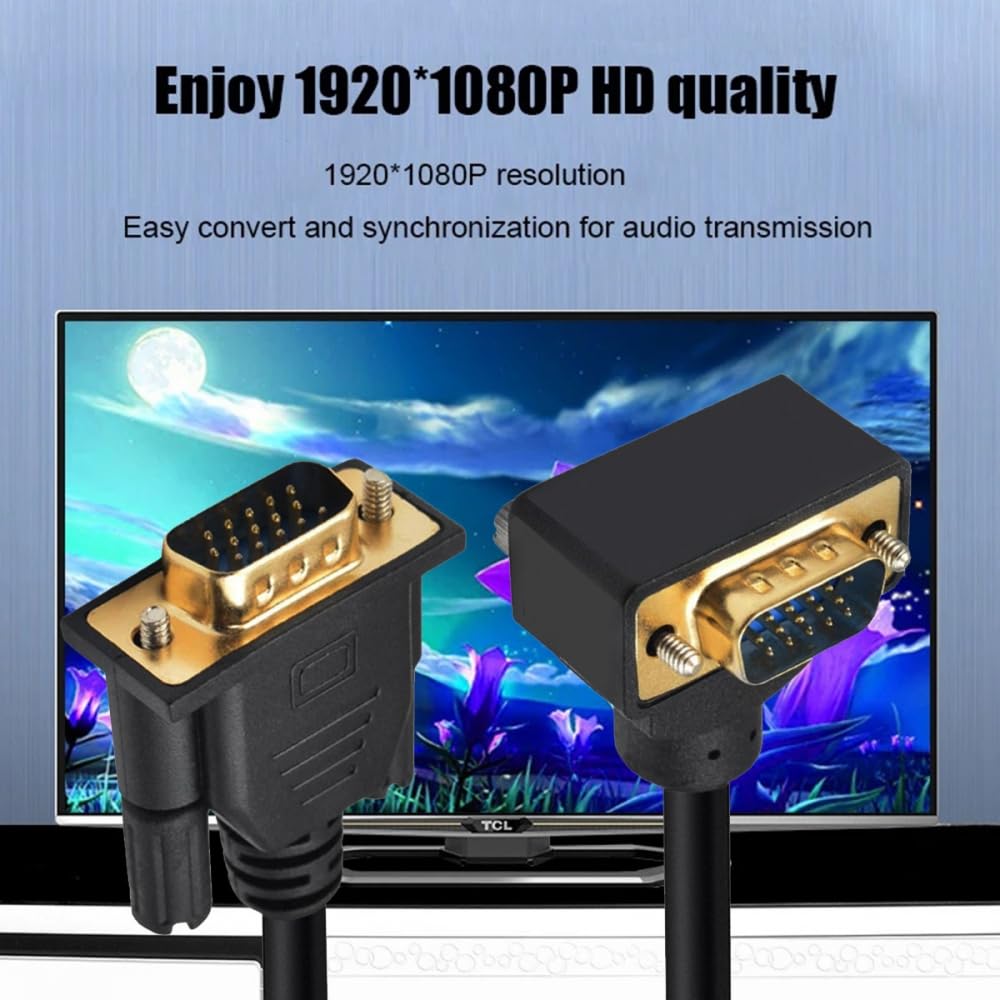 CY Kabel 90 stopni pod kątem VGA RGB męski na prosty męski przedłużacz 3COAX+6C do monitora projektora komputera