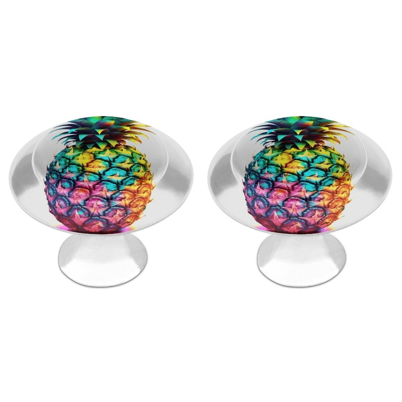 MUSM Colored Pineapple Cabinet Knobs Aluminum Alloy Drawer Handles Kitchen Drawer Pulls Round Door Knob with Screw Simple Cabinet Hardware for Dresser Furniture Bathroom 2Pack