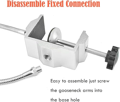 Miniatura 4 de Toolour Helping Hands - Herramienta de tercera mano, base de abrazadera de mesa con 2 brazos flexibles chapados en níquel y clips de cocodrilo