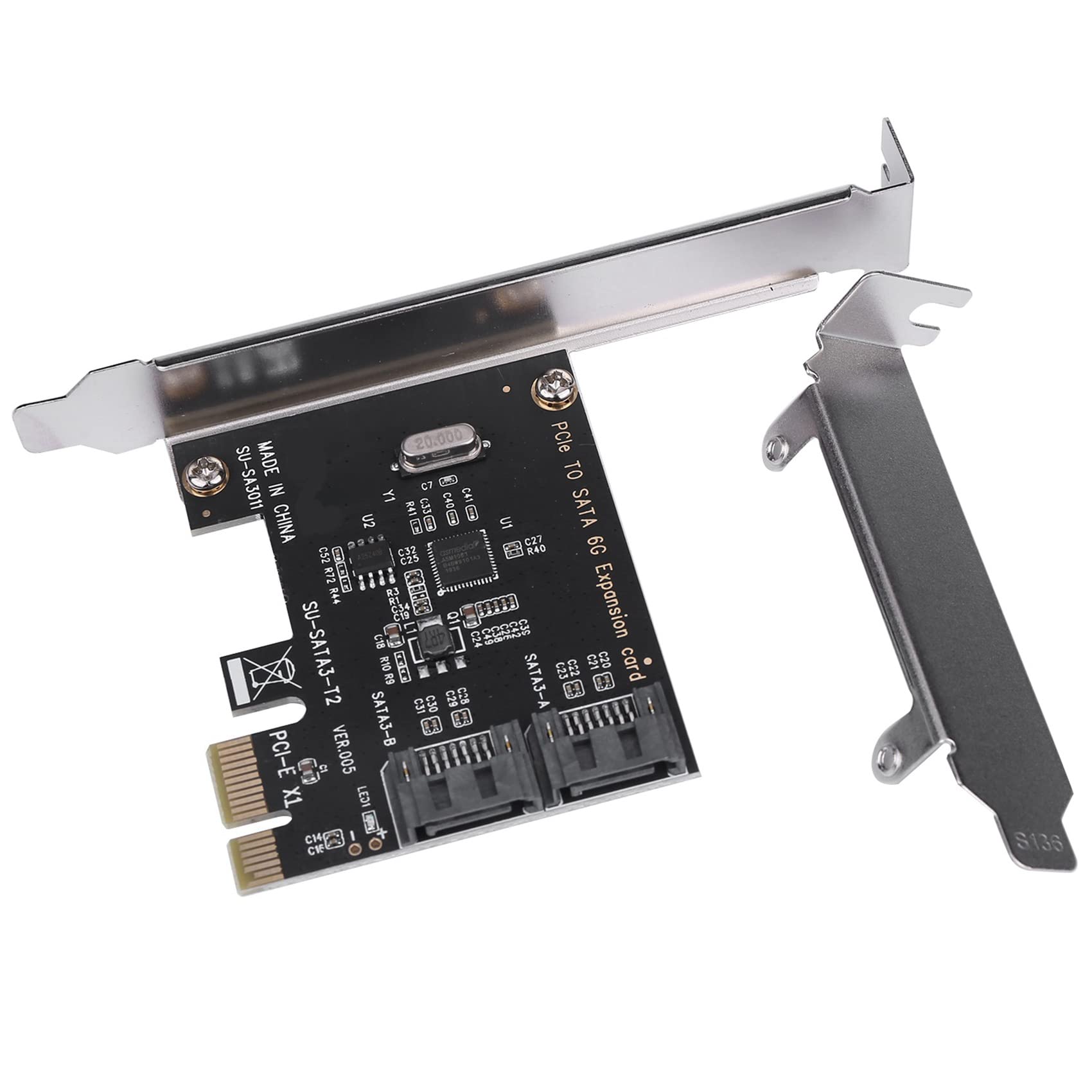 5X Pcie Pci A Sata3.0 2 Porte Sata III 6G Adattatore Scheda Controller di Espansione