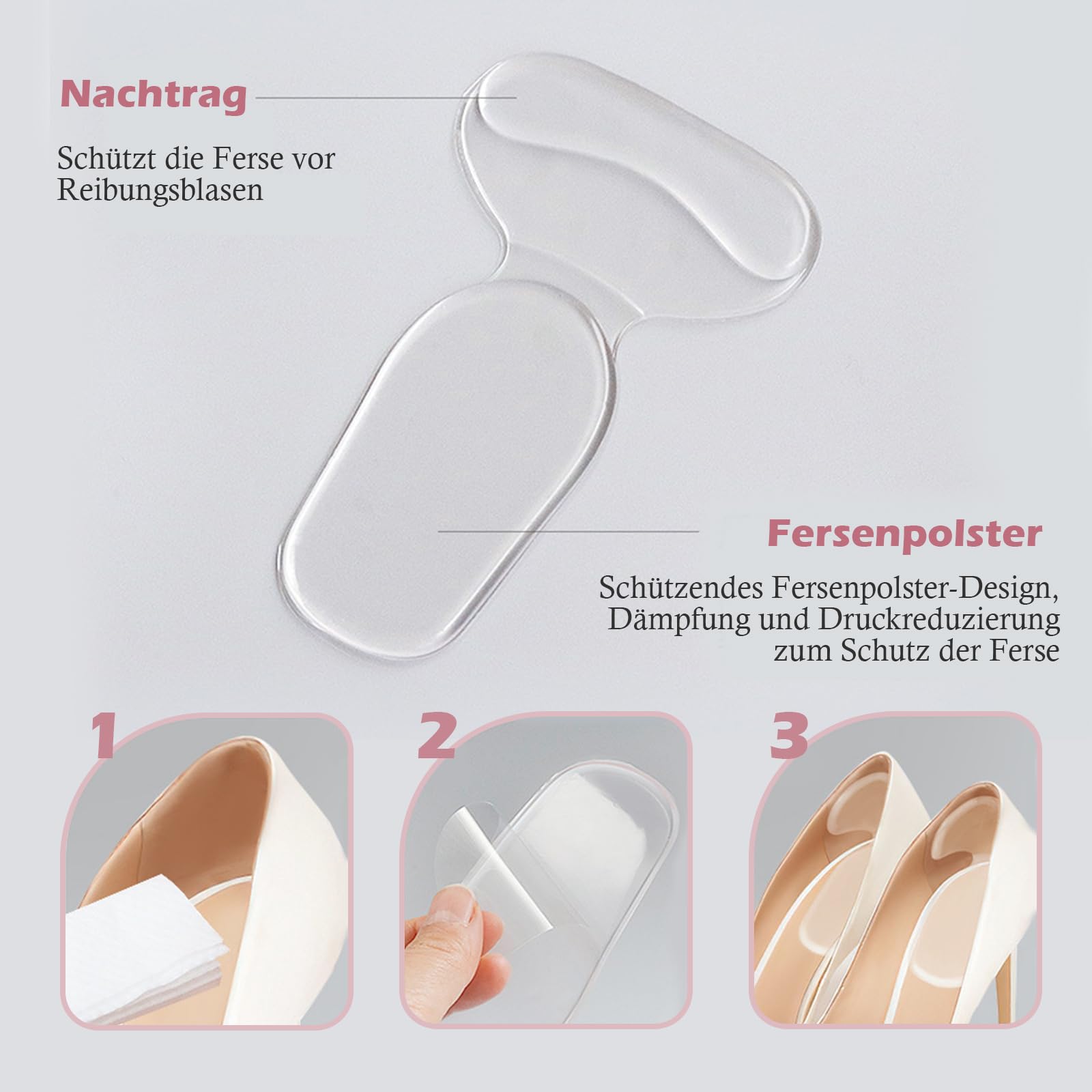 16 pezzi Set di cuscinetti per pianta del piede, solette per tacchi alti, solette antiscivolo in gel, cuscinetti per pianta del piede riutilizzabili, solette in gel per tacchi alti, sollievo dal
