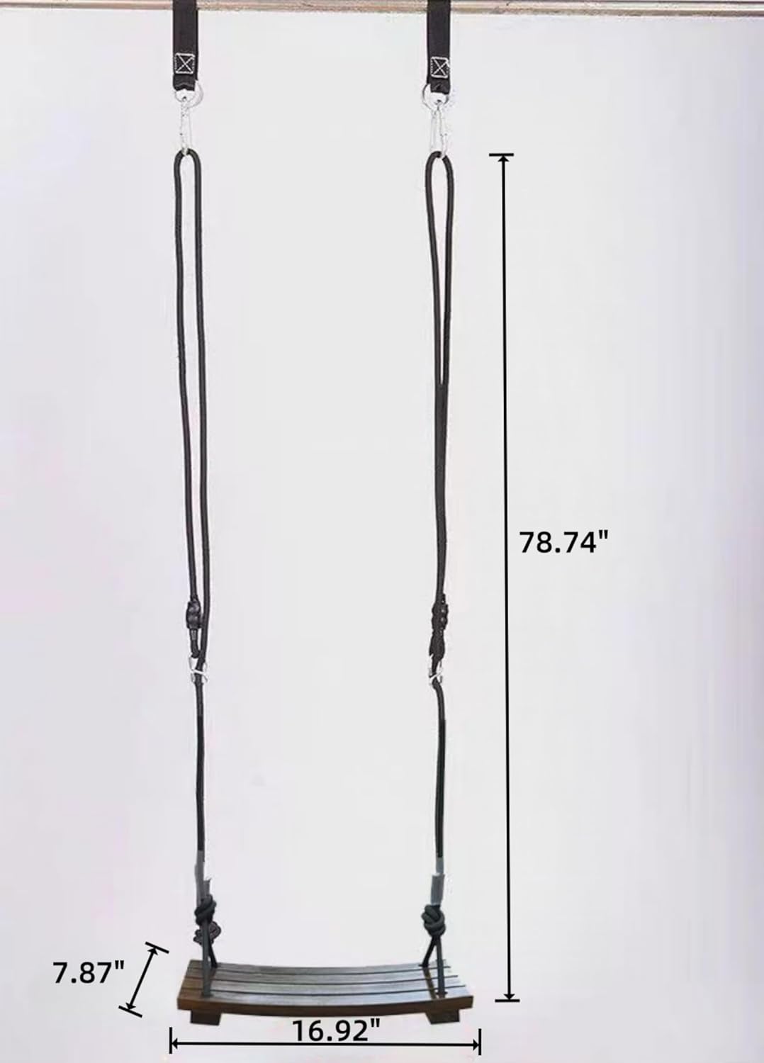 Wooden Swing, Outdoor Wood Swing Tree Straps Set Accessories for Height Adjustable Kid Indoor Backyard Patio Garden Playground (Old Wood Color, Indoor Style)