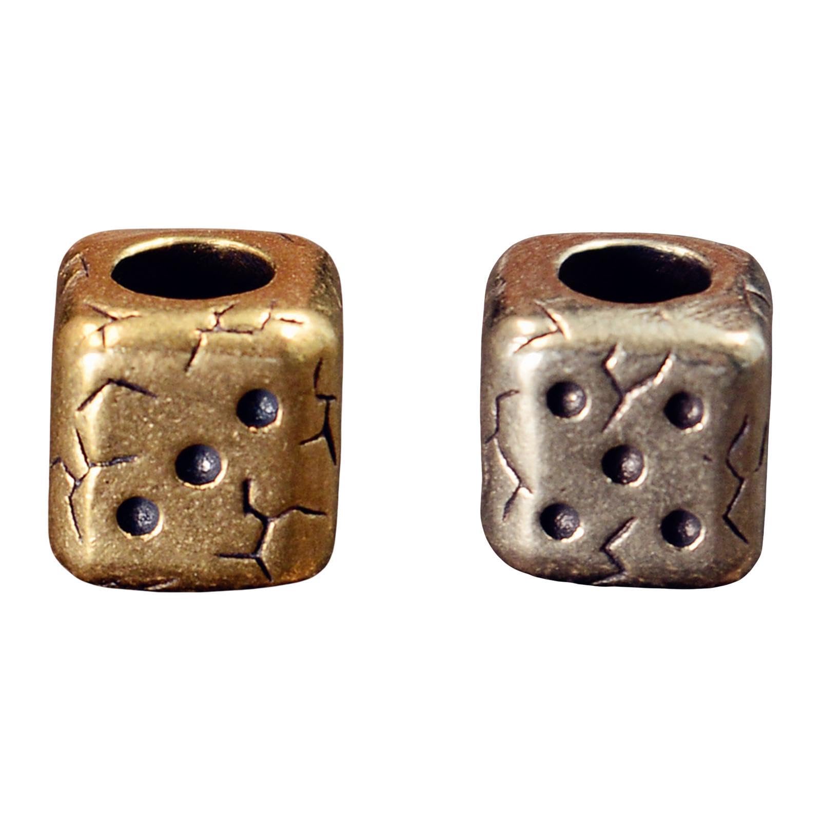 SNAPPSY Brass Cube Dice Paracord Bead DIY Crafts Survival Gear Keychain Retro Design Antique Gold-image-47