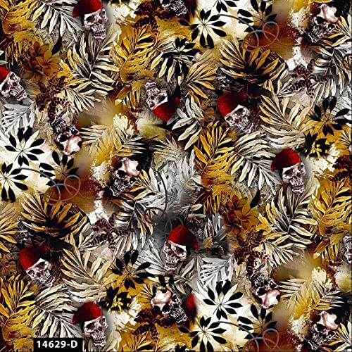 Texco Inc 100% Combed Cotton Printed Fabric by The Yard  Soft & Breathable | Perfect for Quilts, Clothing, Accessories, Blankets, Home Decor, Crafts & DIY, Black Red Ocher Charcoal 5 Yards