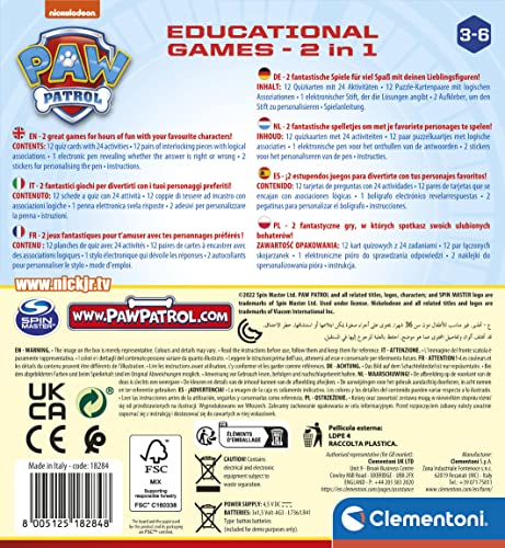 Clementoni Educational Games 2 1 Pat Patrouille Jeu Éducatif Italien Anglais Français Allemand Espagnol Néerlandais Et Polonais Made in Italy 18284 Exclusivité Amazon - vue 3