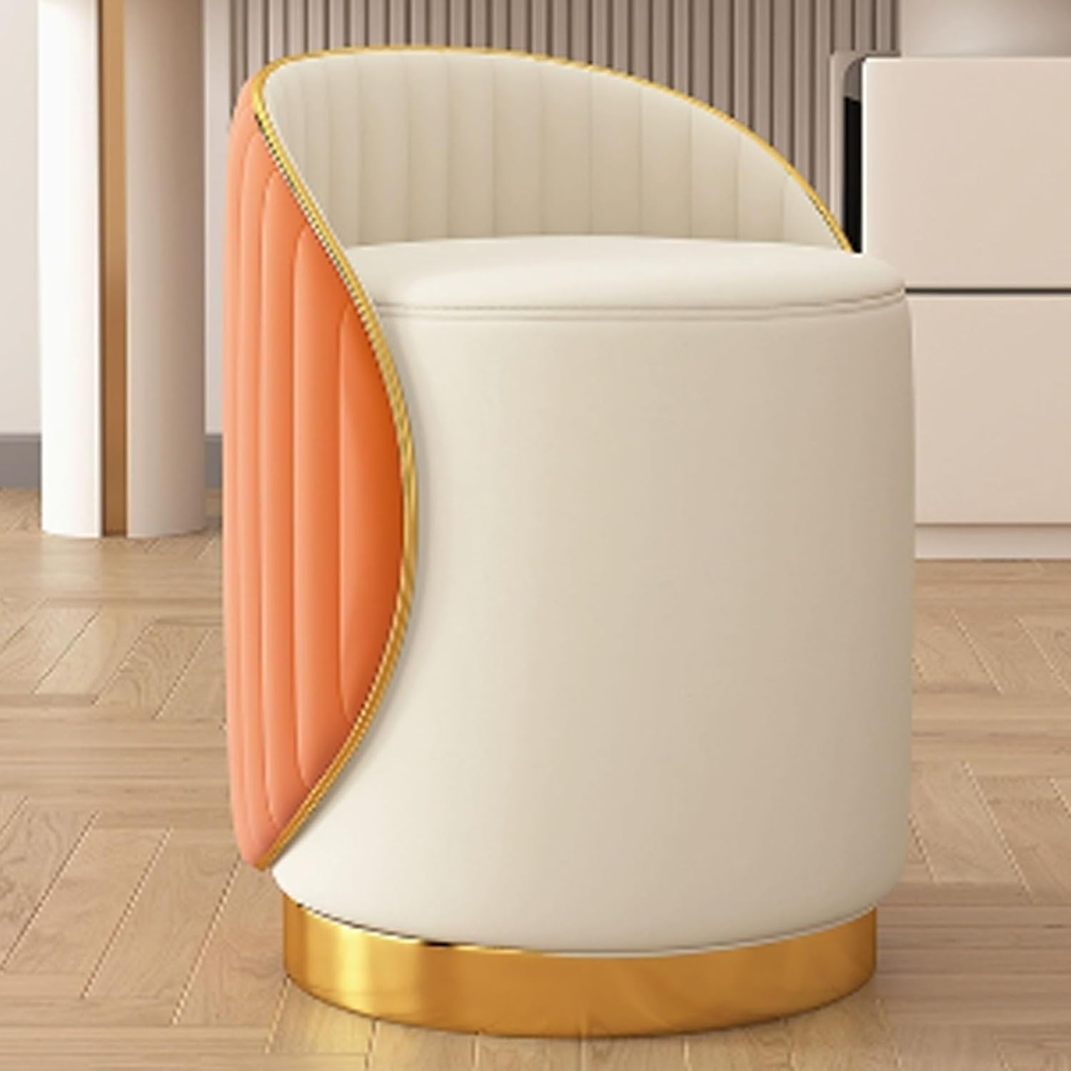 Taburete de maquillaje moderno de cuero para tocador de dormitorio y salón