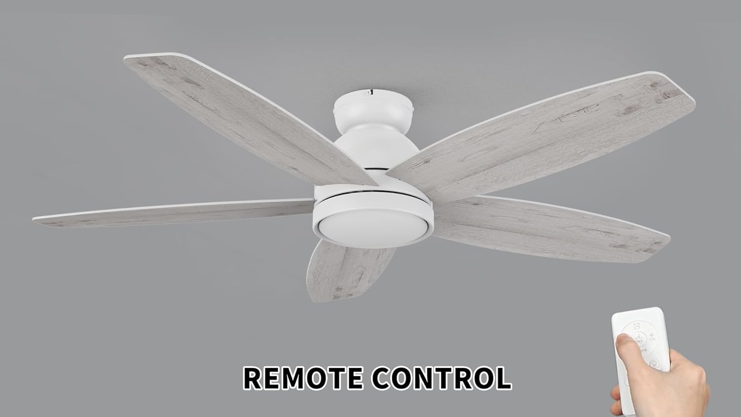 SMAAIR 52 Inch Ceiling Fans with Light and Remote, White Modern Ceiling Fan with Light with Quiet Reversible DC Motor, 5 Blades, 10 Speeds, Indoor Ceiling Fan for Living Room Bedroom