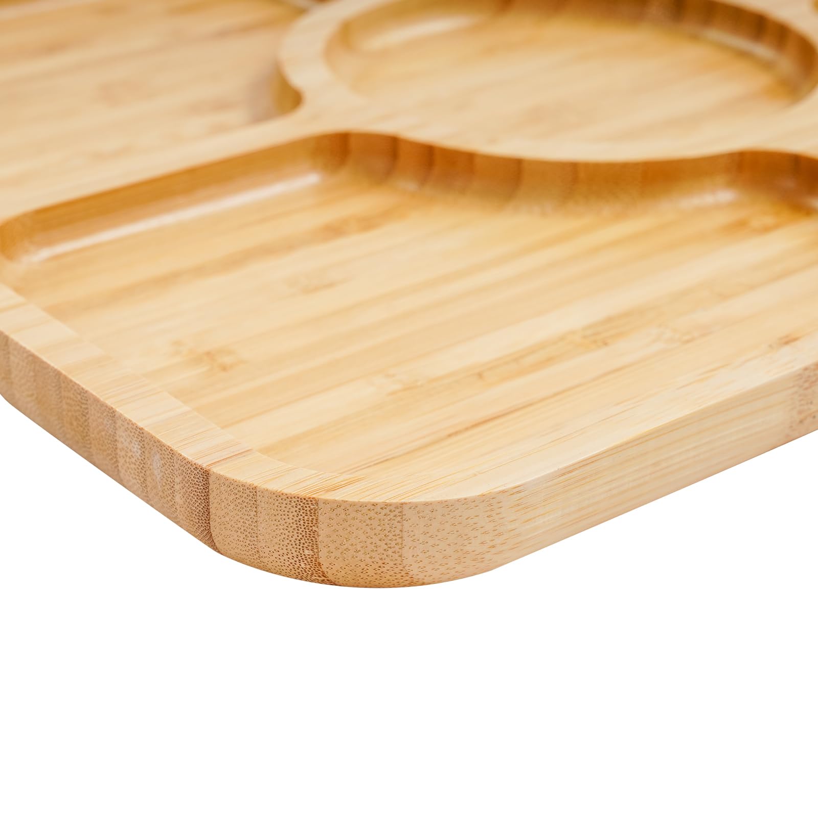 Lot de 2 Planches à Charcuterie avec Couvercle Transparent Verrouillable, Planche à Découper en Bambou, Plateau Apéritif Réversible, Idéal Pique-nique et Repas en Famille (5 Compartiments)