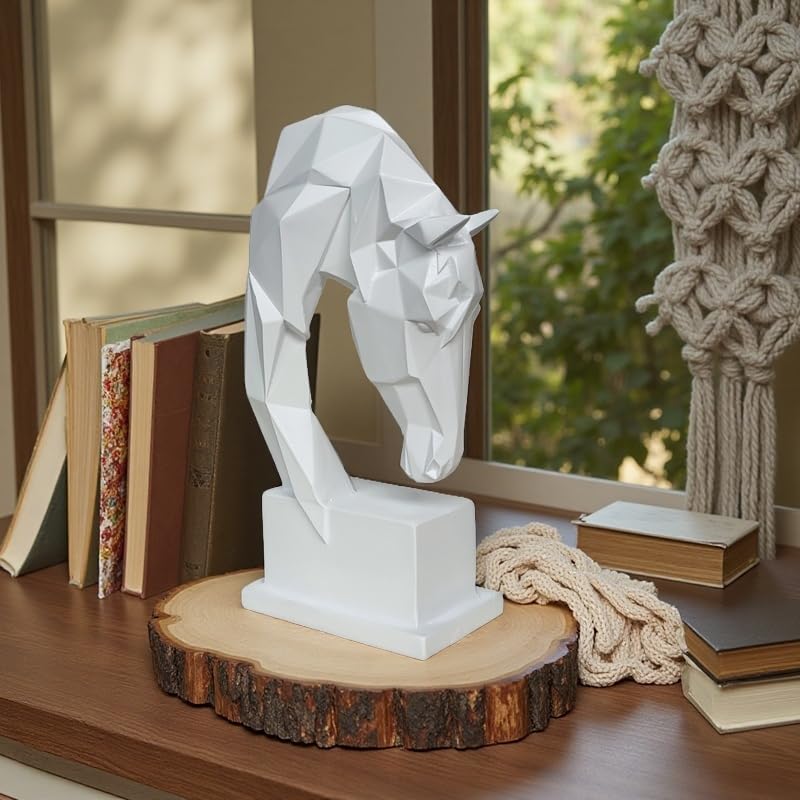 Escultura Moderna Cabeza de Caballo Geométrica en Resina miniatura 3
