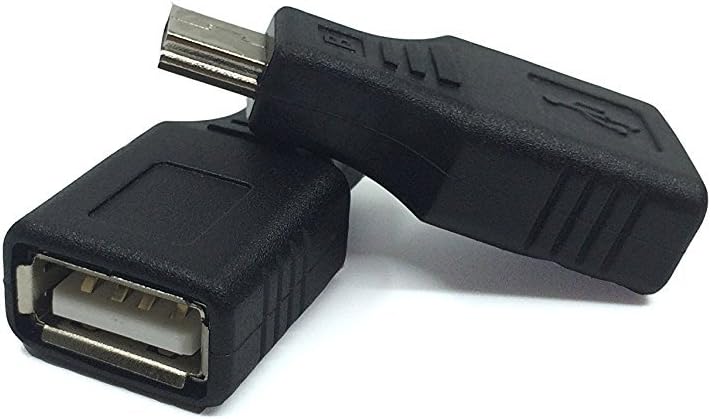 2 Pack USB 2.0 Type A to Mini USB 5-Pin Type B Female/Male Adapter - Black