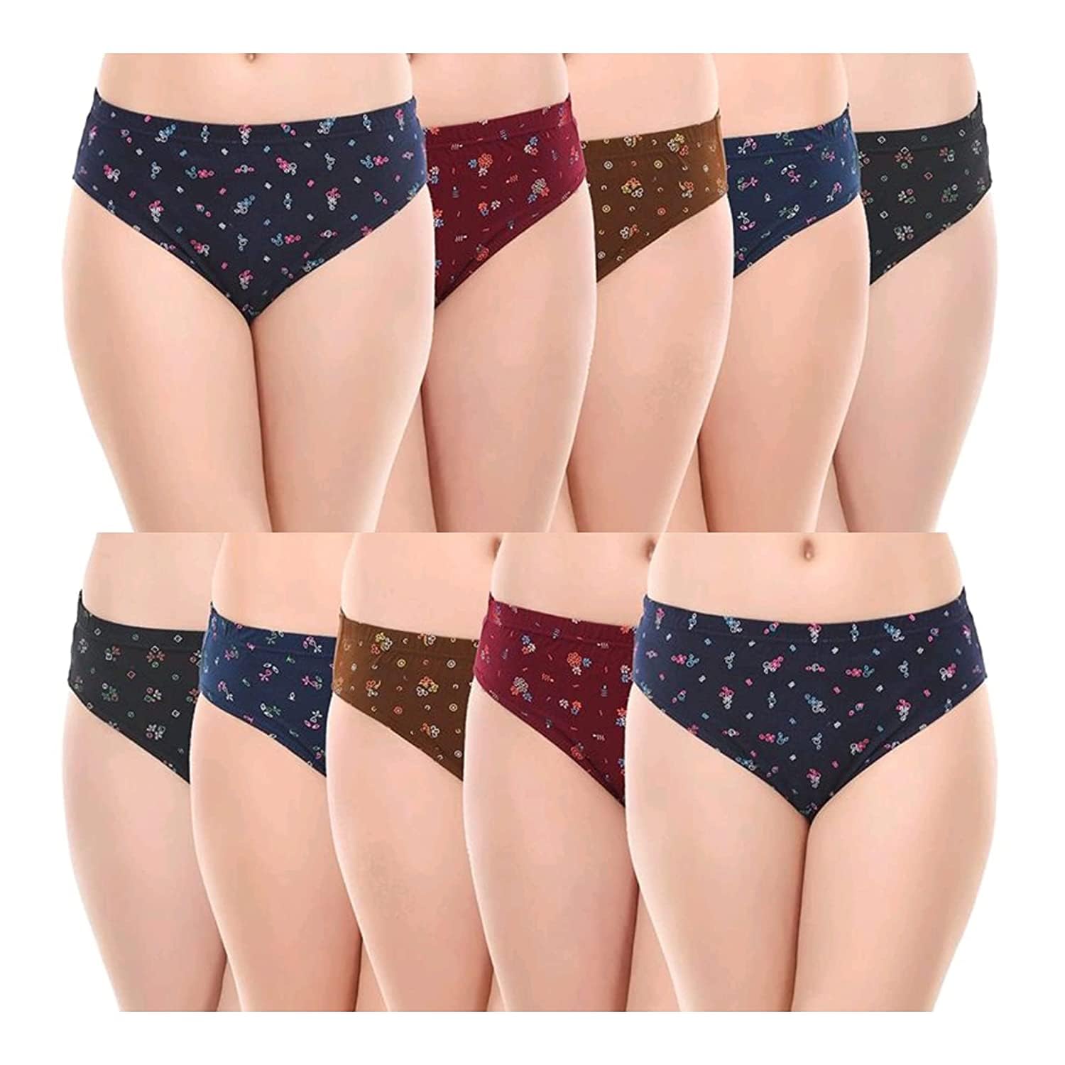 Pack of 10 - Women's Soft Cotton Printed Panties-picture-53