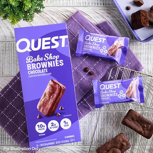 Image of Quest Nutrition Bake Shop, Chocolate Brownies, 10g Protein, 2g Net Carbs, 1g Sugar, Protein Snack, (Pack of 20)
