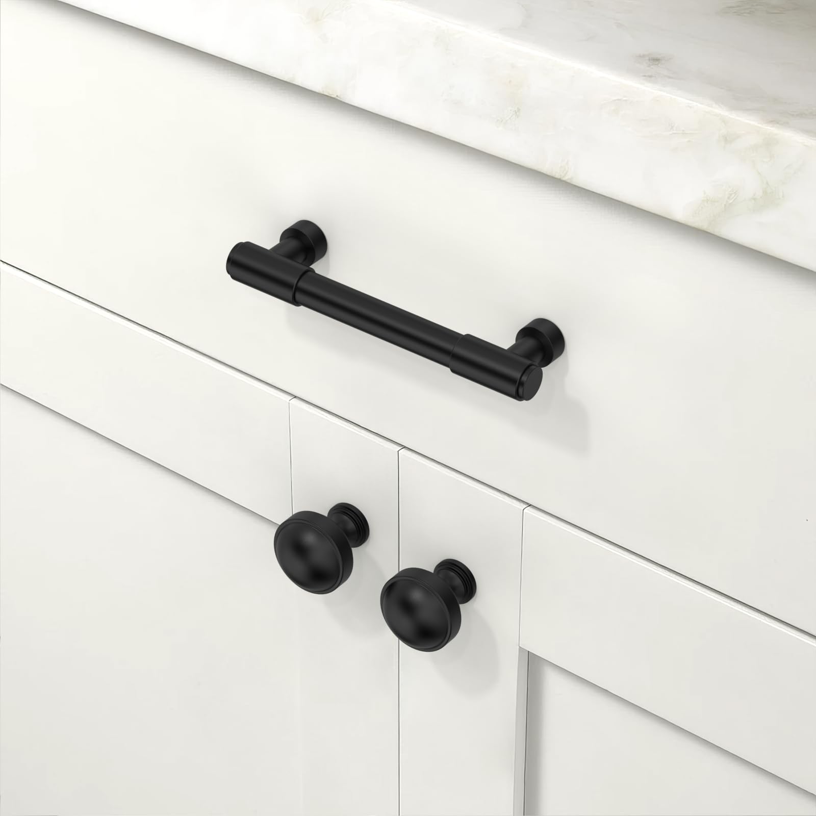 Paquete de 10 tiradores color negro mate de 3.75 pulgadas (96 mm), tiradores para gabinetes de cocina, accesorios para cajones