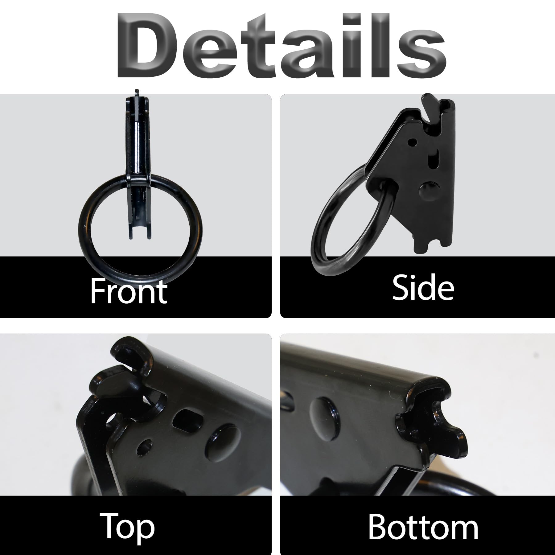 10 Pcs Black E-Track O Ring, Steel E Track Tie Down Anchors Secure for Trailers Flatbeds Pickup Trucks - 4