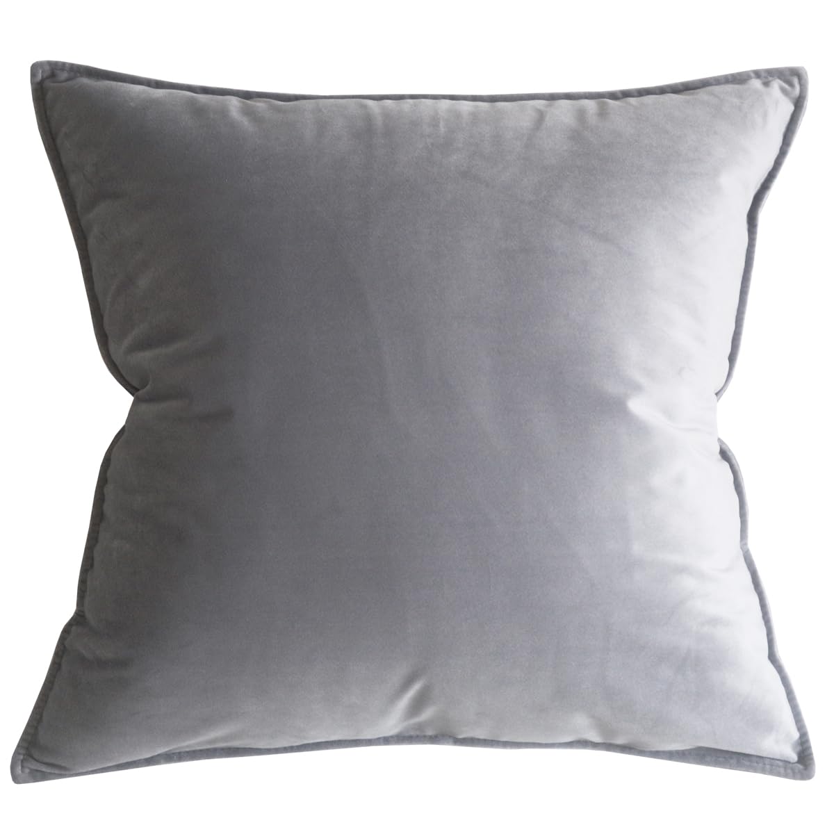 Lutanky Velvet Cushion Cover Decorative Square Throw Pillow Case Soft Flanges Pillowcase for Sofa Bedroom with Invisible Zipper 45cm x 45cm 18 x 18 Inch (light grey, 1 Piece) — image 1