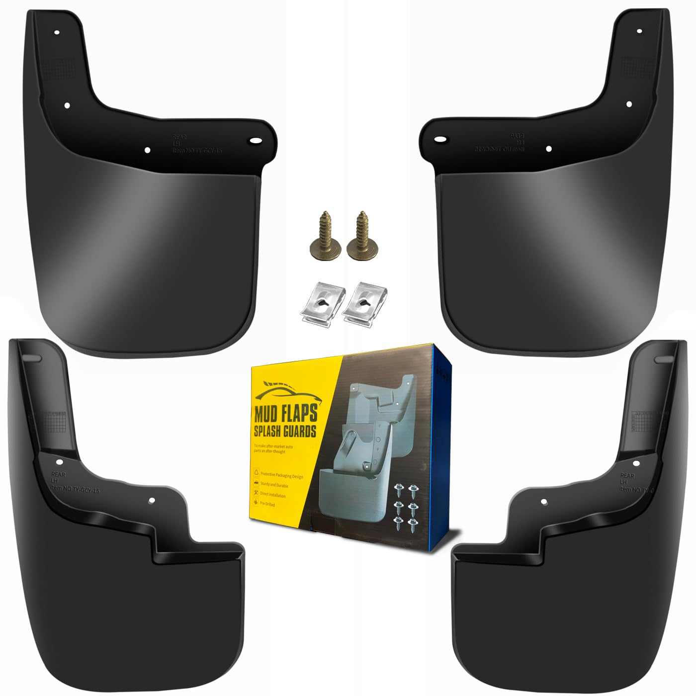 Mud Flaps Fit for 2015-2022 Chevy Colorado/ 2015-2022 GMC Canyon (W/o Fender Flares or Cladding)(Excludes ZR2), Dedicated Mudguard for Four Seasons Universal Protection, Front and RearGlobal Recycled StandardRecycled Claim Standard 100Global Recycled StandardGlobal Recycled Standard