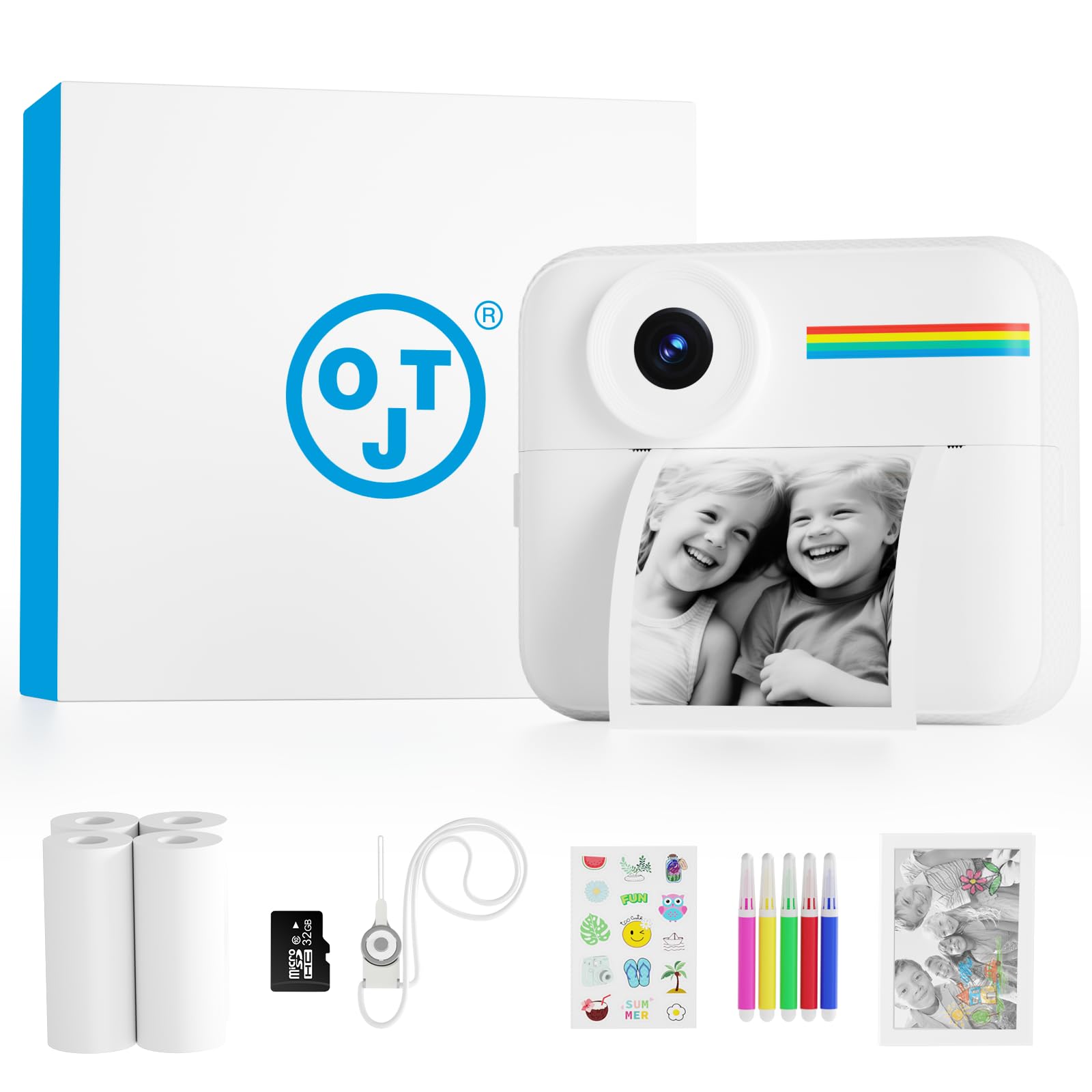 Cámara de impresión instantánea para niños, cámaras instantáneas de 1080P para niños que imprimen fotos con tarjeta de 32 GB, cámara digital Daurable para niños, regalo de cumpleaños para niñas y