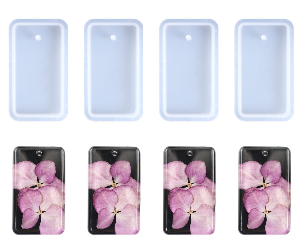 Weenkeey 4 Pcs Rectangle Keychain Silicone Mold Rectangle Keychain Charms Epoxy Resin Mold Rectangle Tag Resin Casting Molds for DIY Crafts Jewelry Pendant