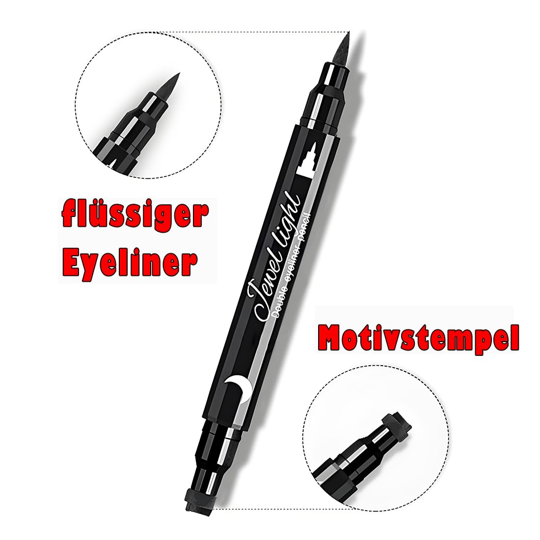 Znaczka twarzy i eyeliner zestaw, 4 sztuki czarny kształt znaczki i podkładki do oczu, podwójne zakończone 2-w-1 długopis do makijażu oczu