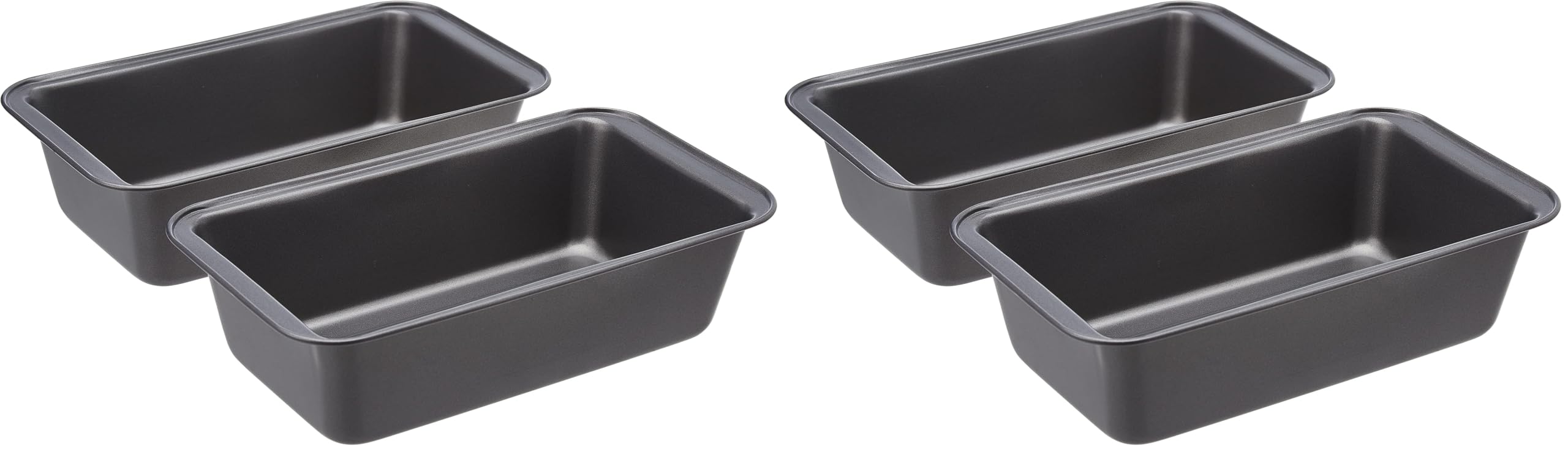 Amazon Basics Moule à pain antiadhésif en acier au carbone, 27 x 15 x 7 cm, lot de 4, Rectangulaire, Gris