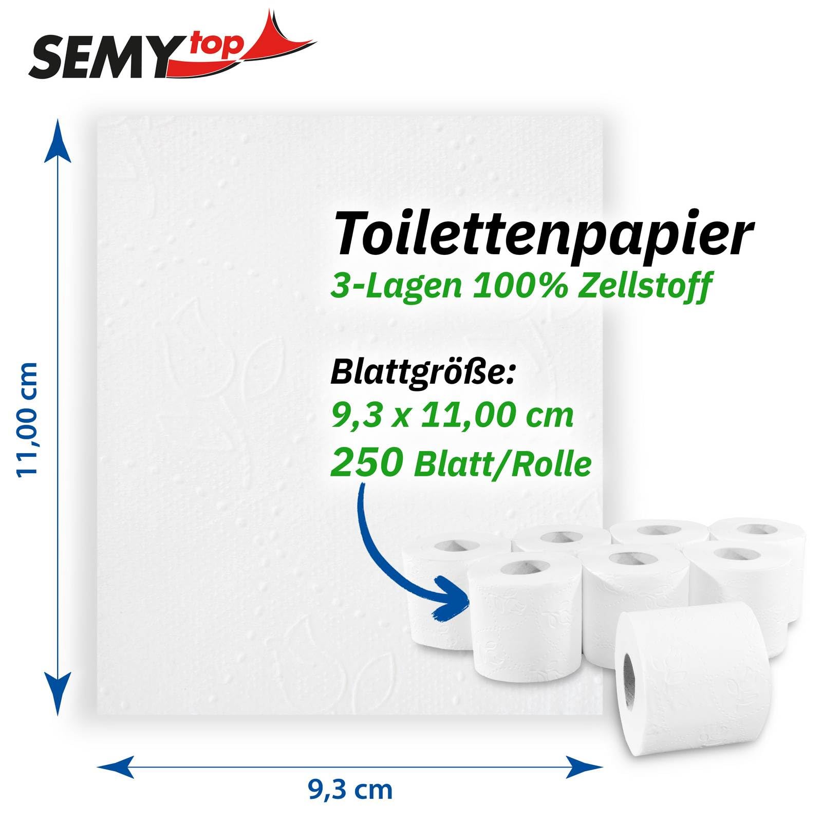 Semy Top 3-warstwowy jasny biały papier toaletowy 250 arkuszy (po 7 paczek po 8 rolkach)