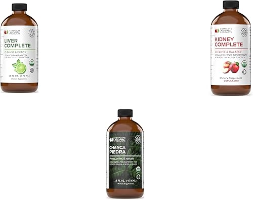 Complete Natural Products Hígado completo 16oz, riñón completo 16oz y Chanca Piedra 16oz Bundle