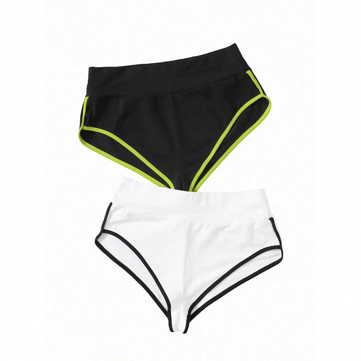 Floerns 2 pantalones cortos elásticos de cintura alta para correr para mujer