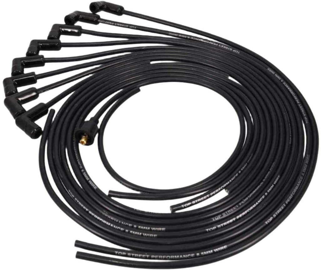 Top Street Performance Universal 8.5mm Universal Black Ignition Spark Plug Wires with 90° Ceramic Plug Boots - Black