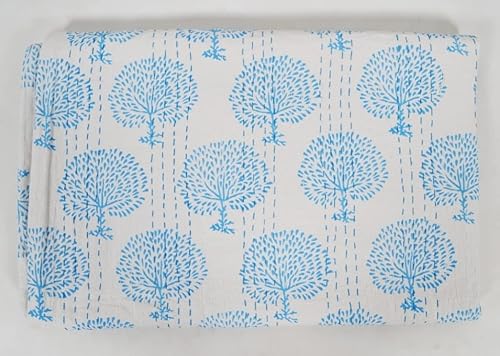 V Vedant Designs Colcha Kantha con estampado de bloques a mano, funda de cama Kantha de algodón, colcha Kantha india, colcha de tamaño Queen Kantha,