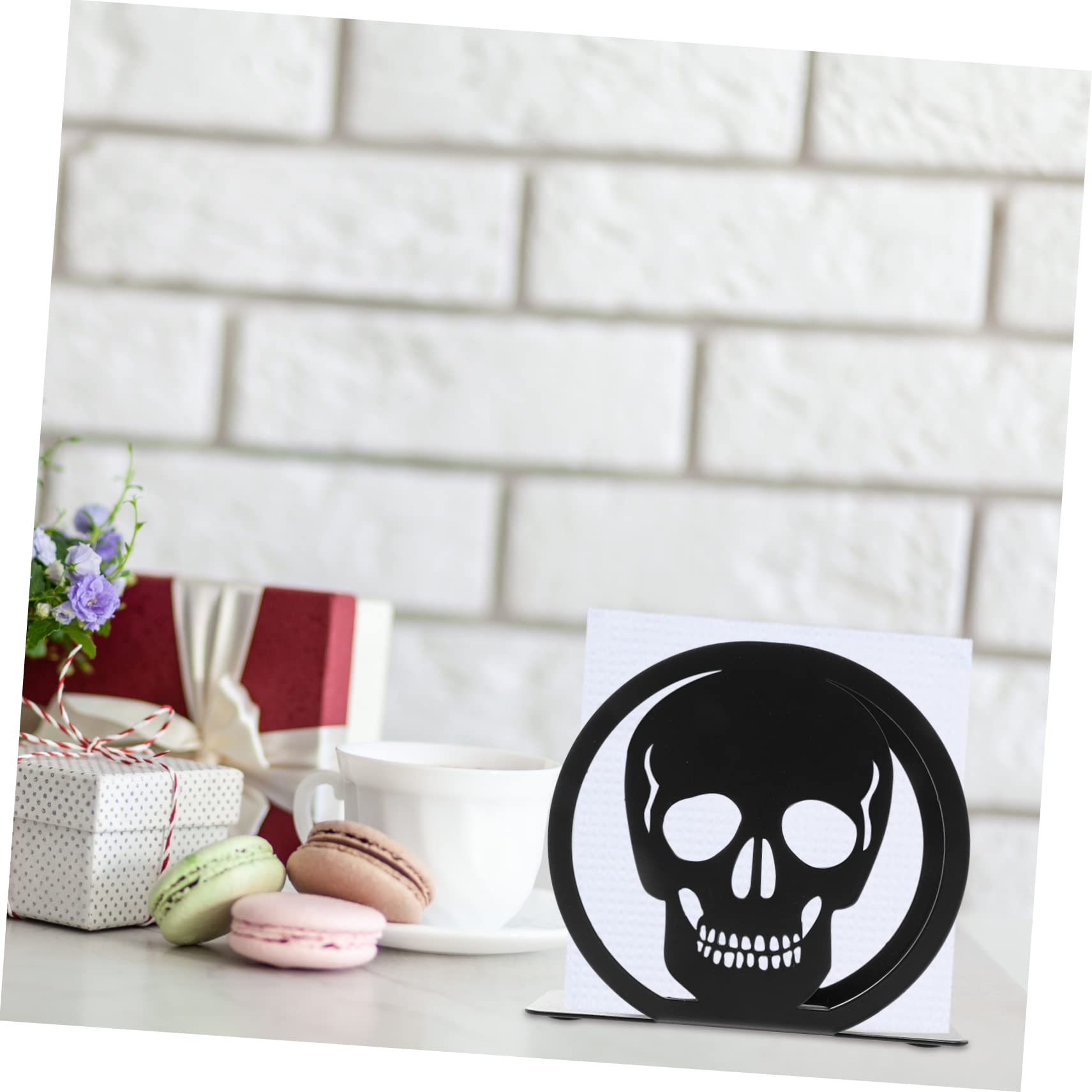 4 Piezas Estante De Almacenamiento De Tejido Decoración De La Alternativa Dispensador De Pañuelos De Cráneo Servilleteros Para Mesas Estante De Tejido Planchar Black TOPBATHY