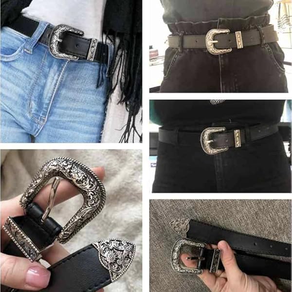 INOGIH Western-Leather-Belts-Women Vintage Waist-Belts with Hollow Out Flower Buckle, Coffee, One_Size - Image 6