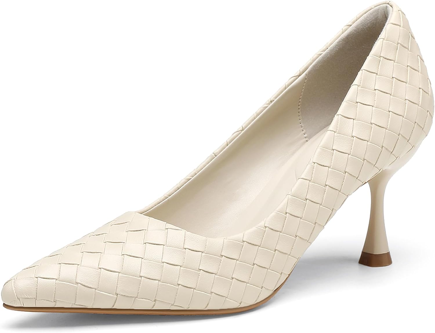 NEWBELLA Women's Woven Pointed Toe Pumps-Stiletto Heel Dress Shoes for Wedding& Office